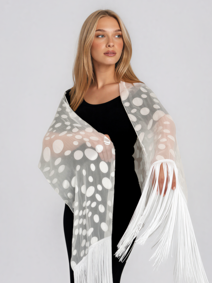 Silk Dévoré Satin Fringe Scarves