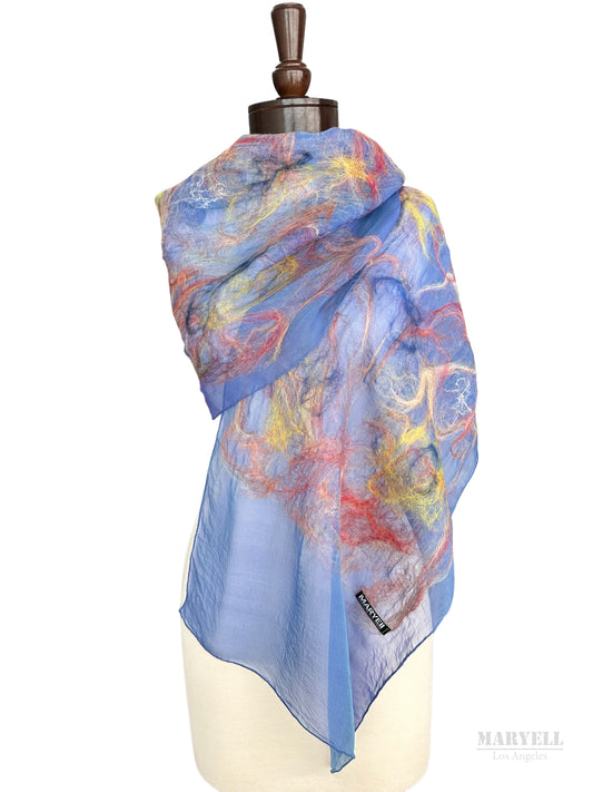 Cobalt Blue Handcrafted Silk Scarf