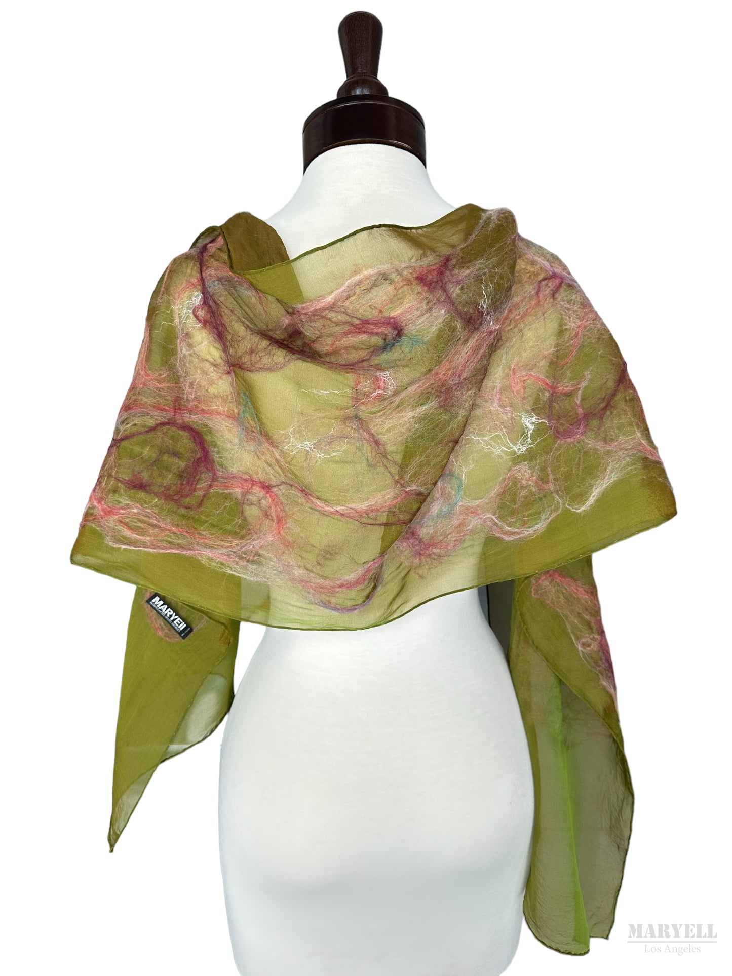 Olive Green Handcrafted Silk Scarf