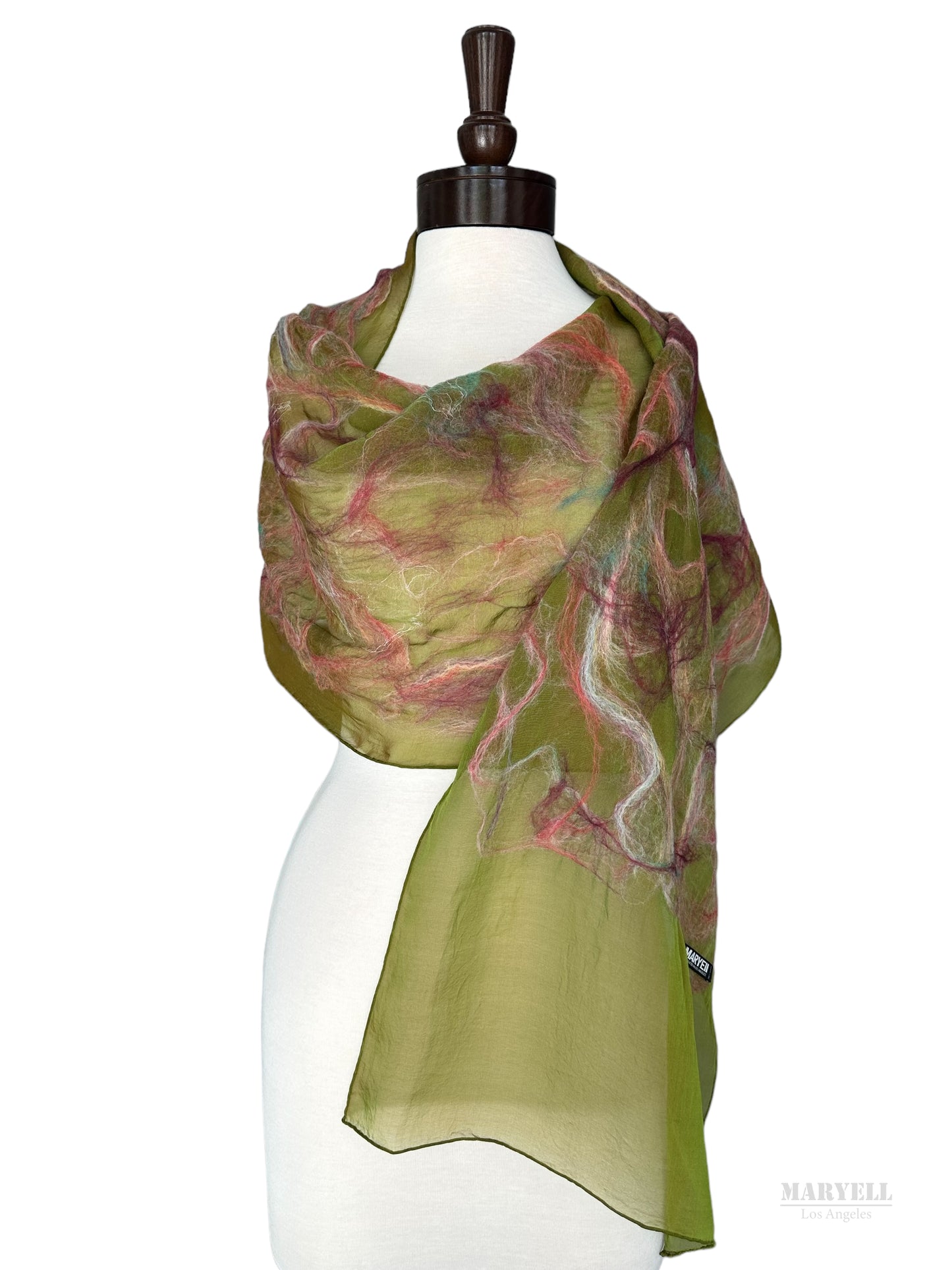 Olive Green Handcrafted Silk Scarf