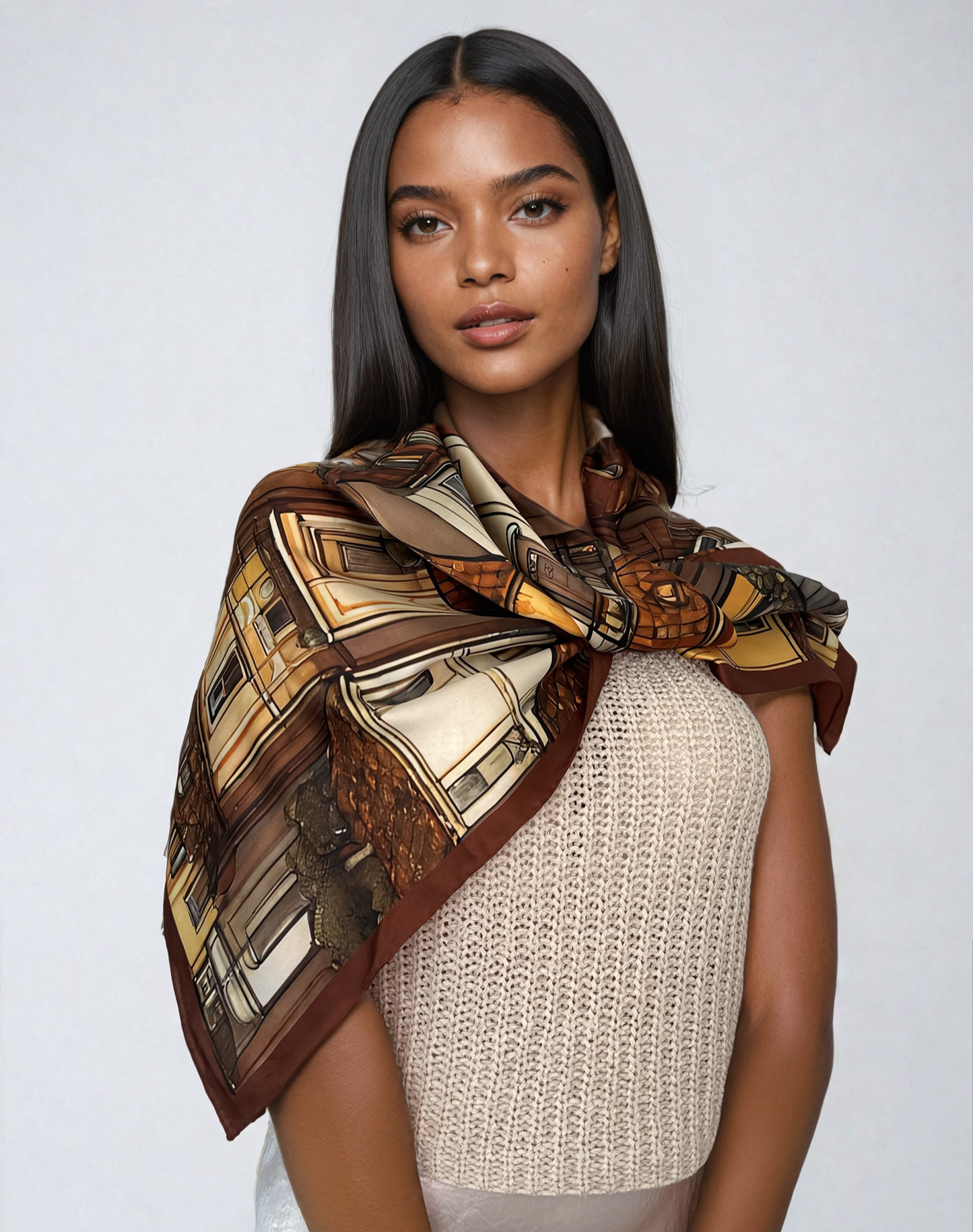 Caramel City Double Sided Silk Scarf