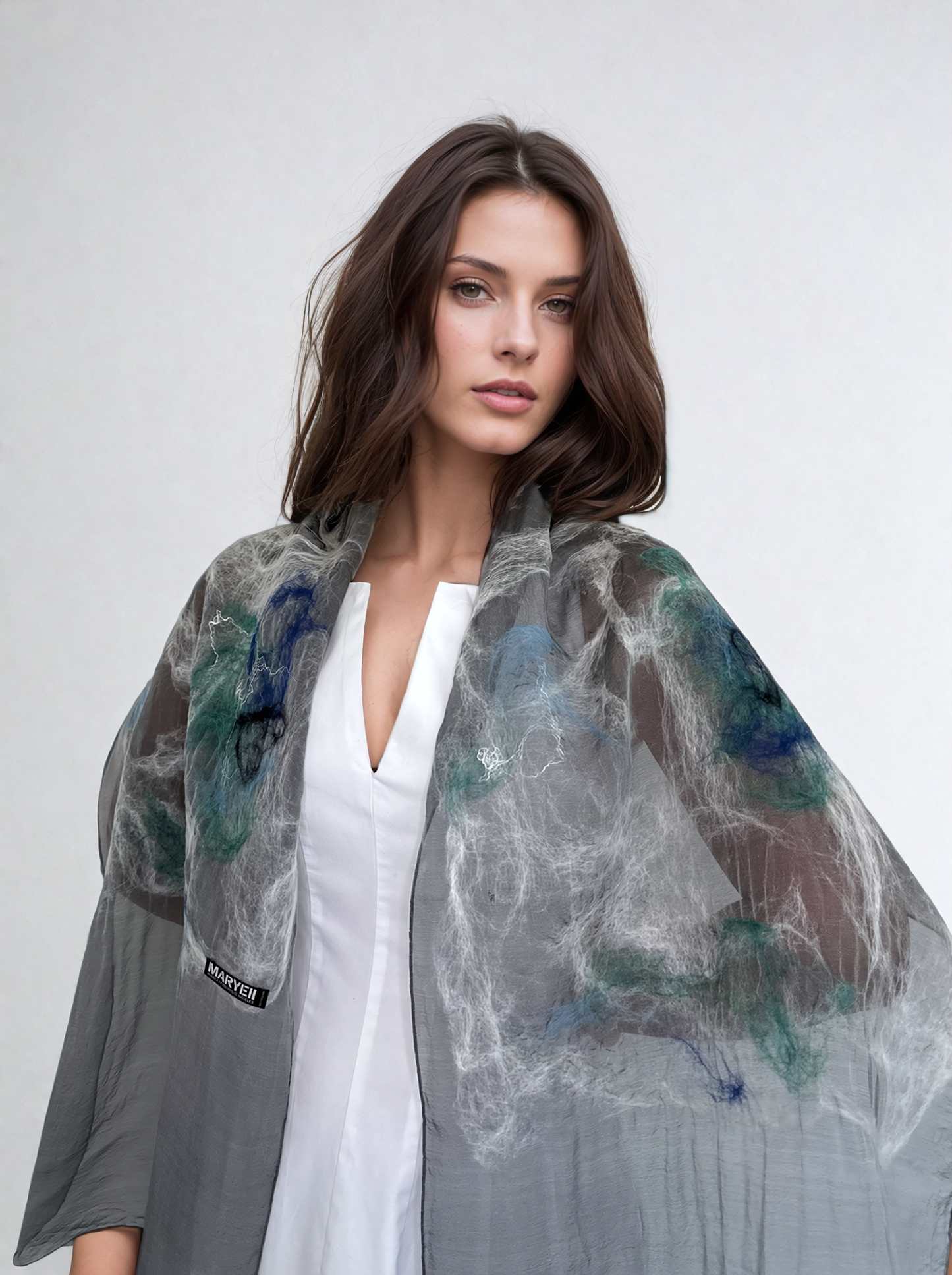 Cloud Gray Handcrafted Silk Scarf