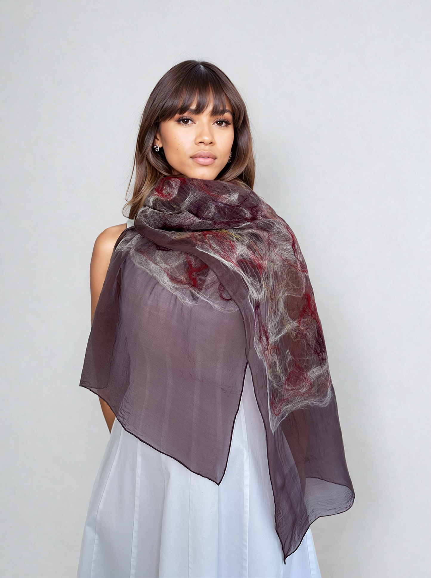 Plum Wine Handcrafted Silk Scarf