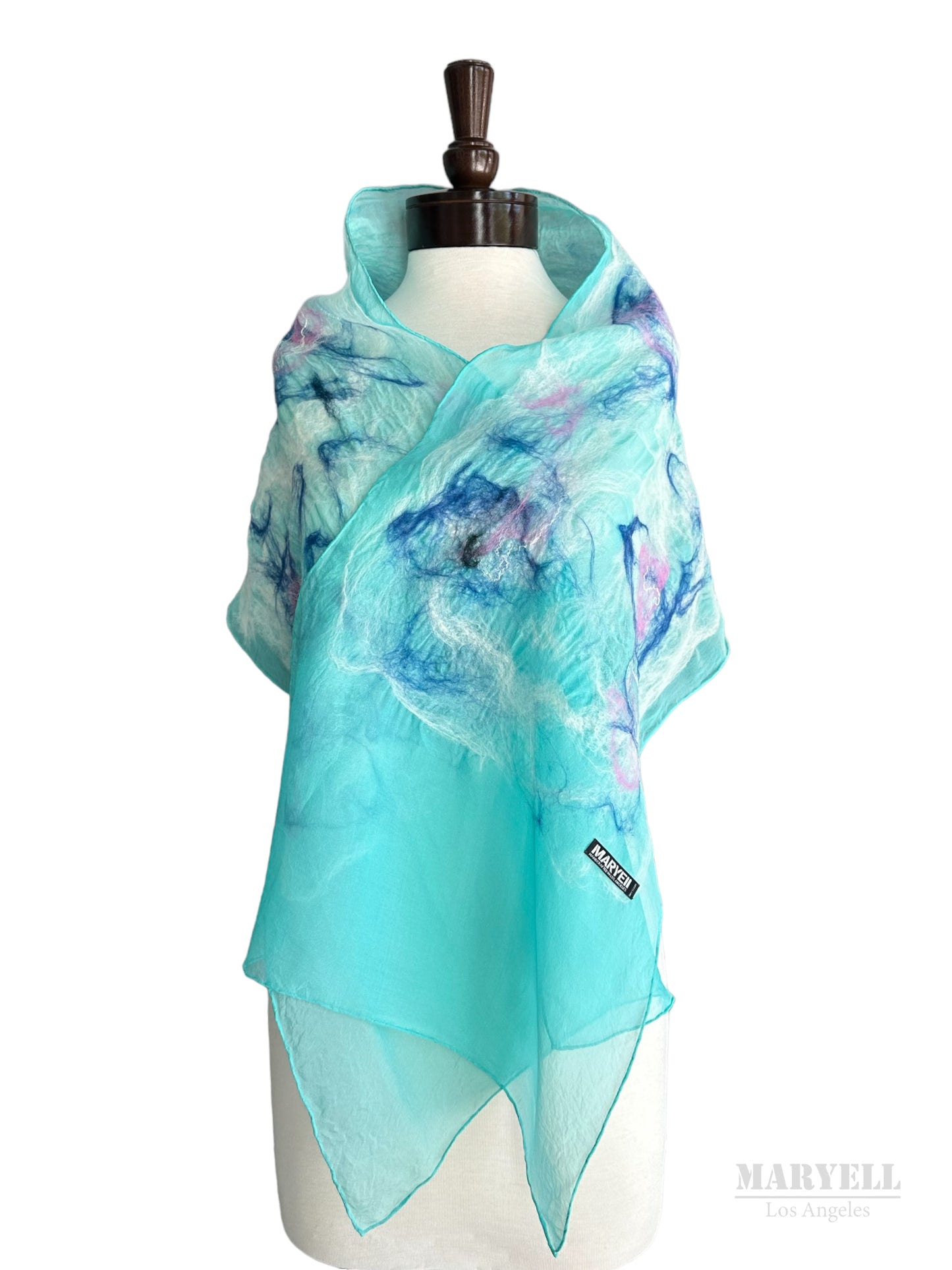 Aqua Blue Handcrafted Silk Scarf