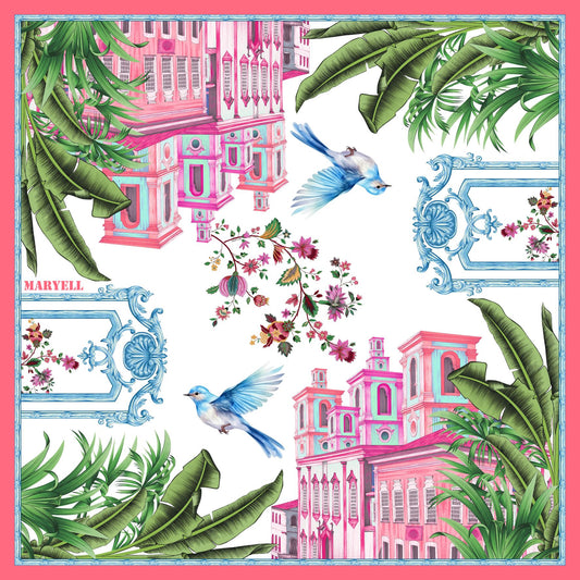 Pink Paradise Double Sided Silk Scarf