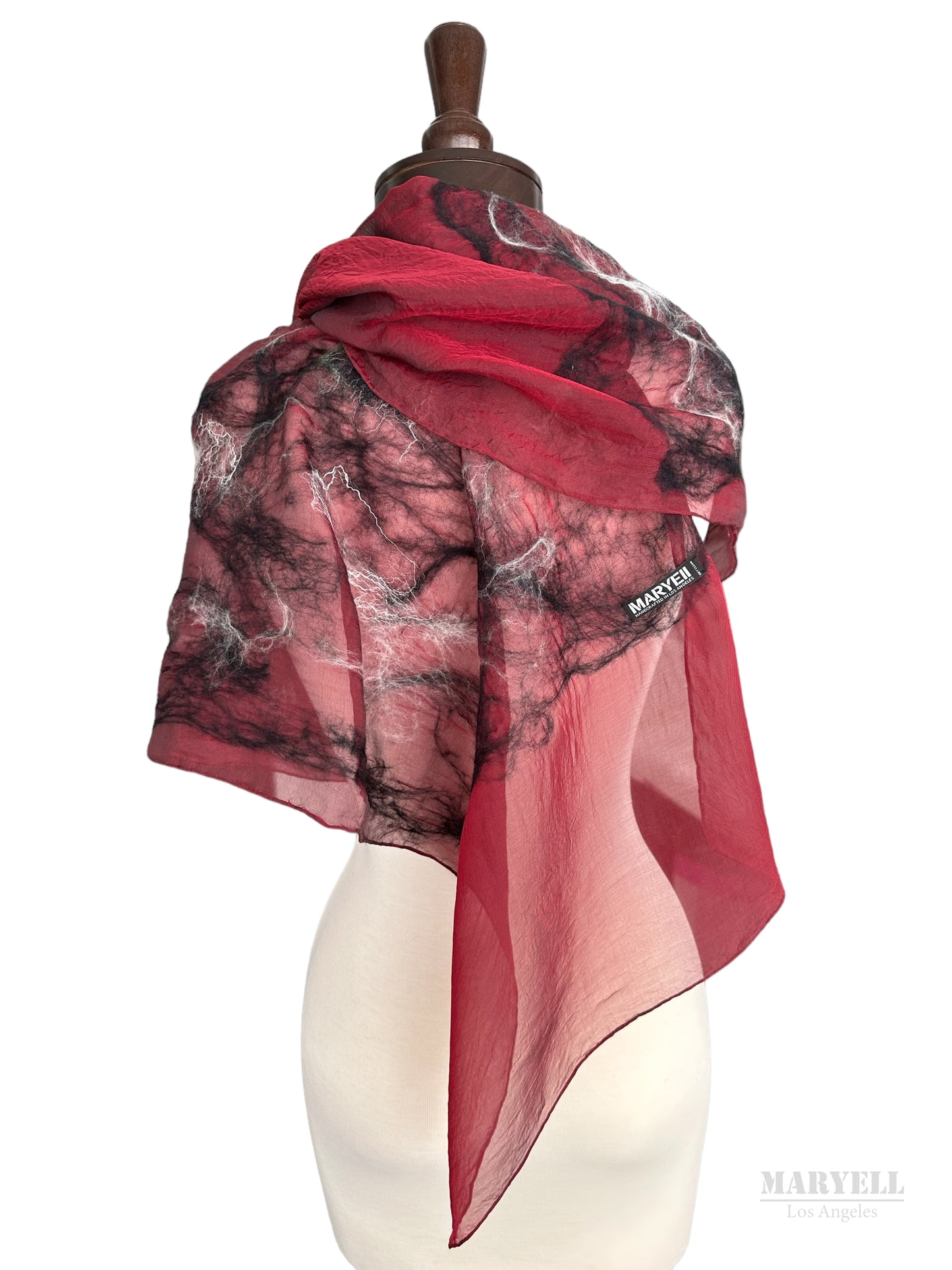 Maroon Red Handcrafted Silk Scarf