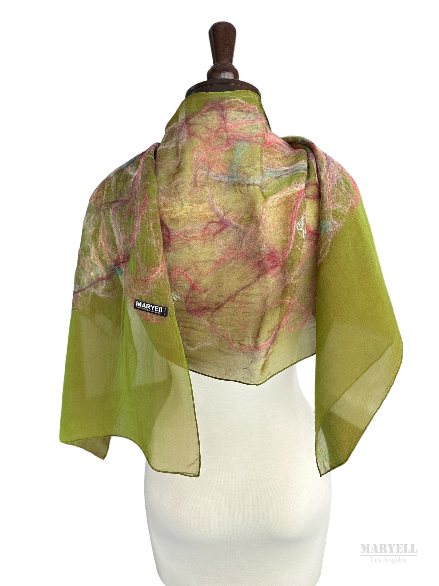 Olive Green Handcrafted Silk Scarf