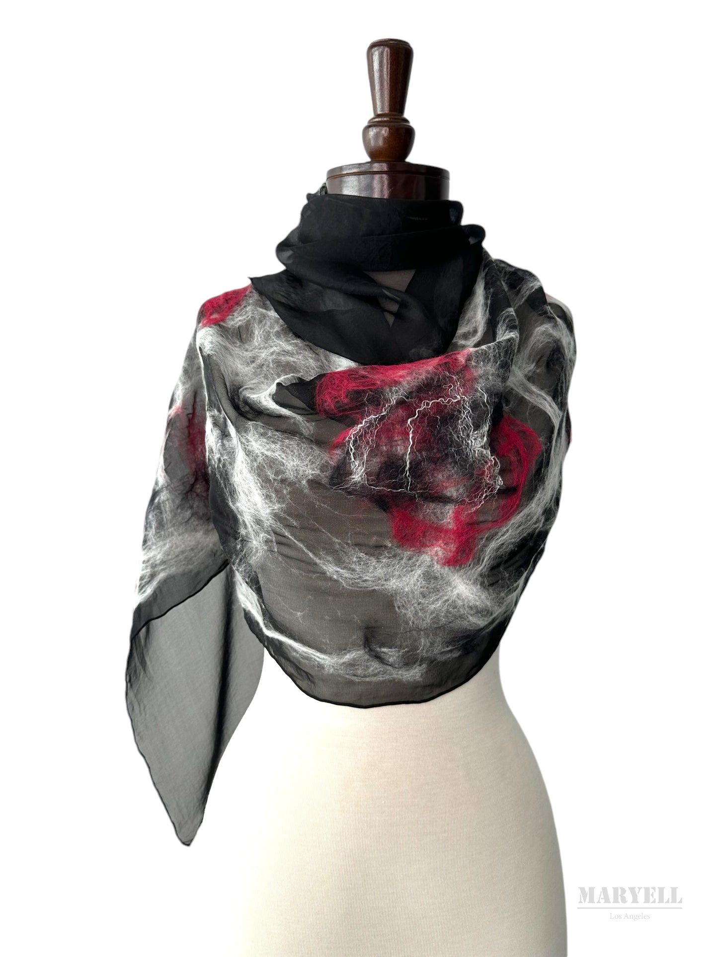 Galaxy Black Handcrafted Silk Scarf