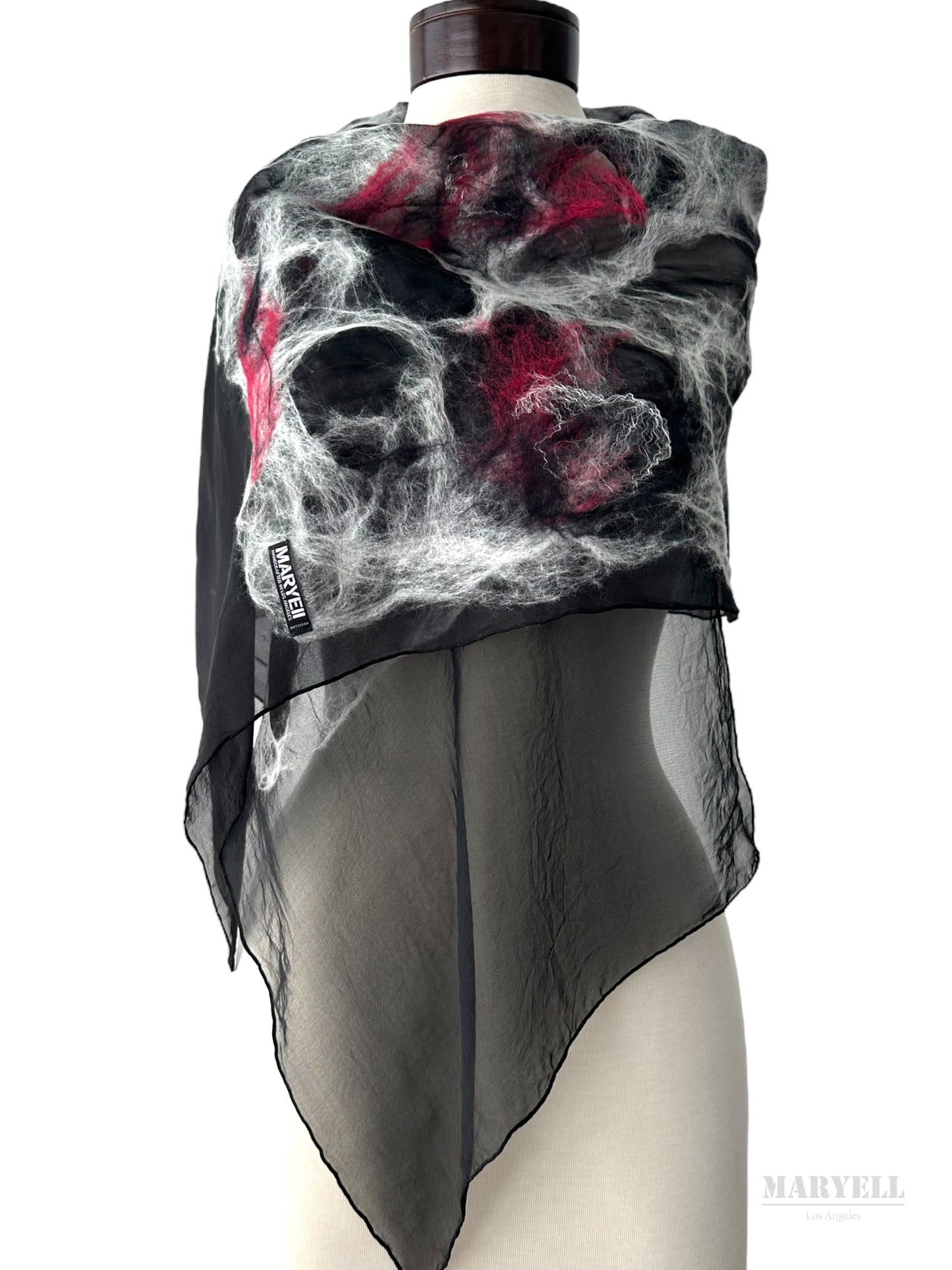 Galaxy Black Handcrafted Silk Scarf