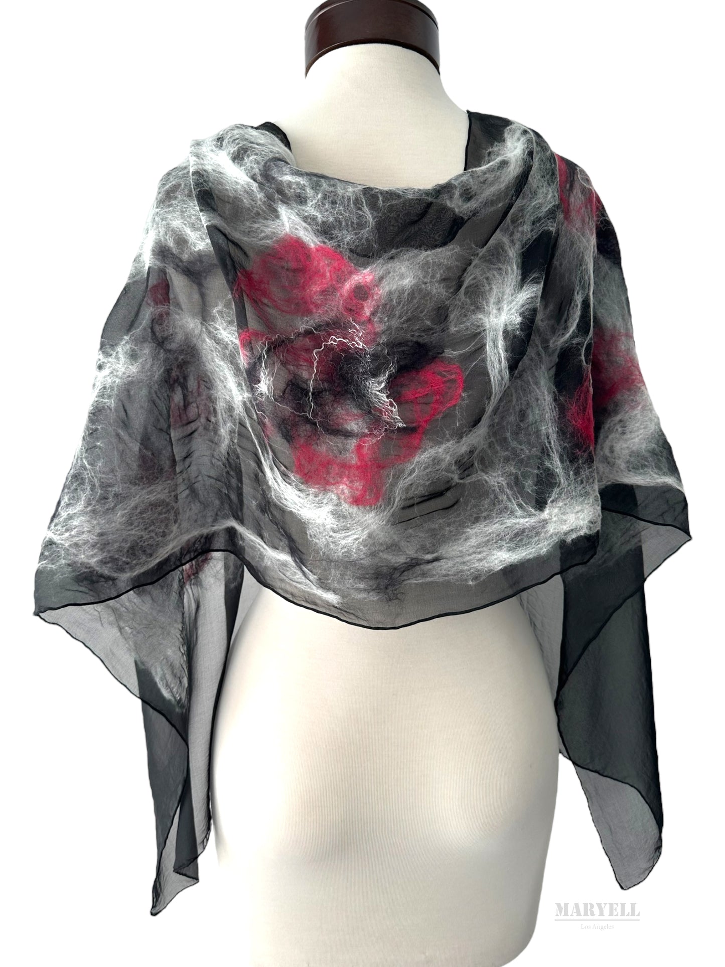 Galaxy Black Handcrafted Silk Scarf