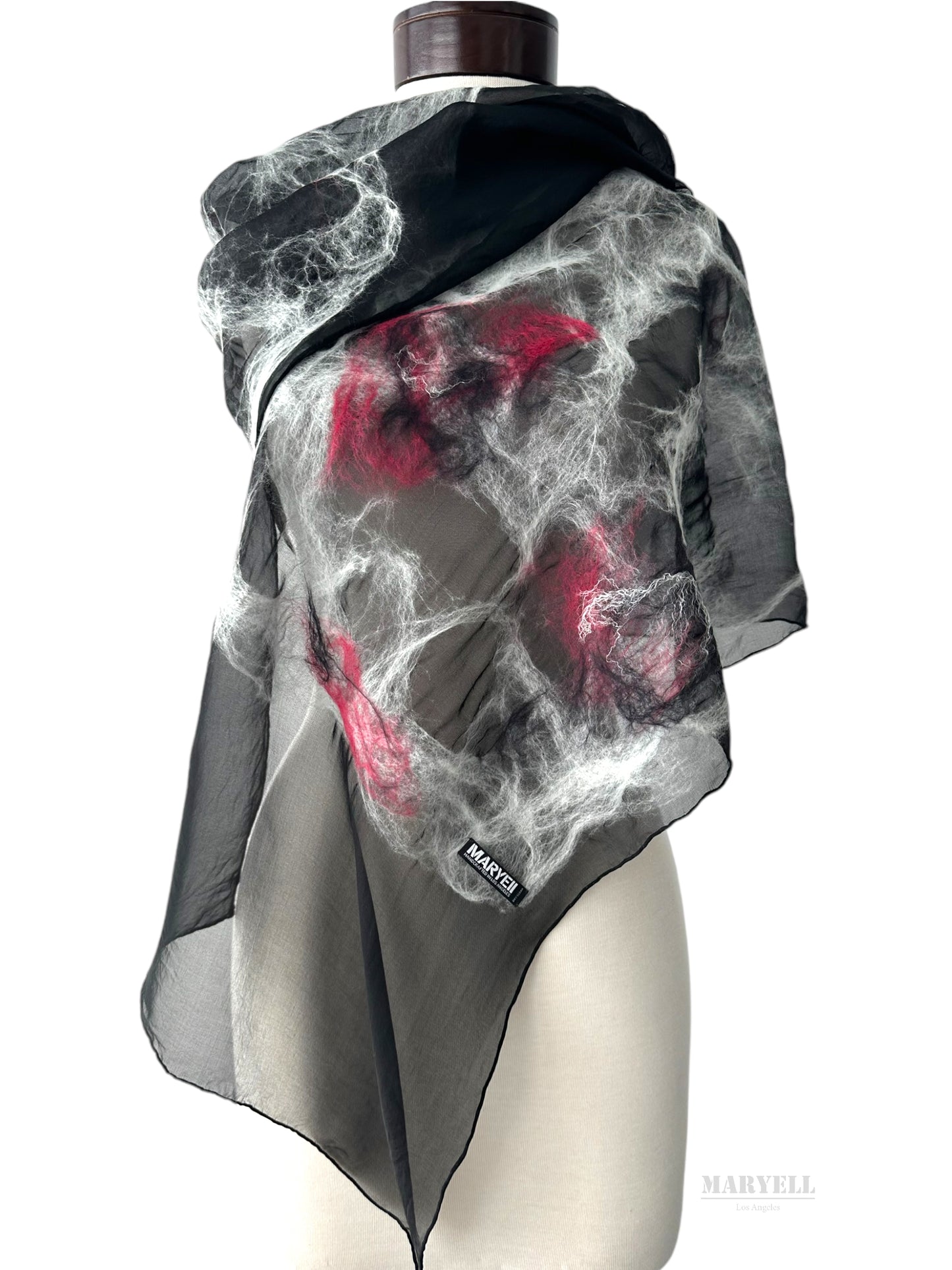 Galaxy Black Handcrafted Silk Scarf