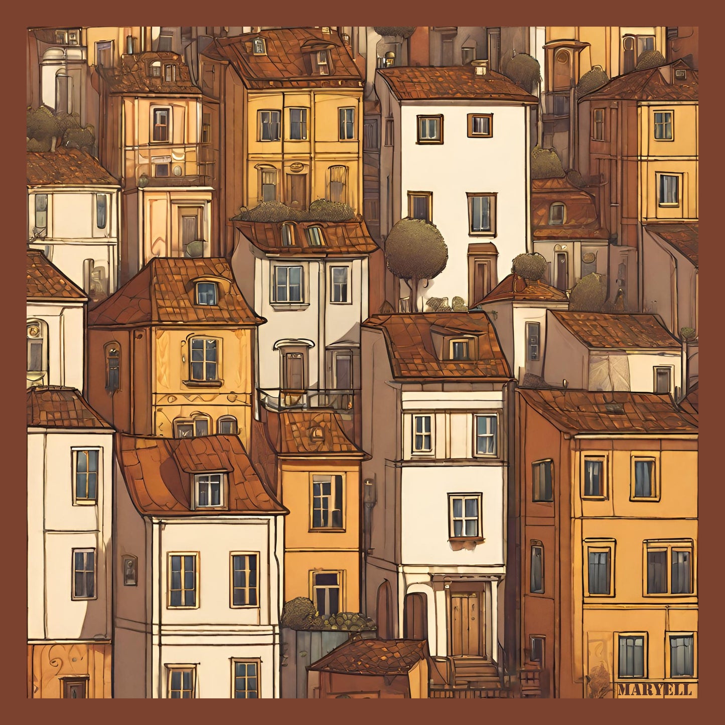 Caramel City Double Sided Silk Scarf