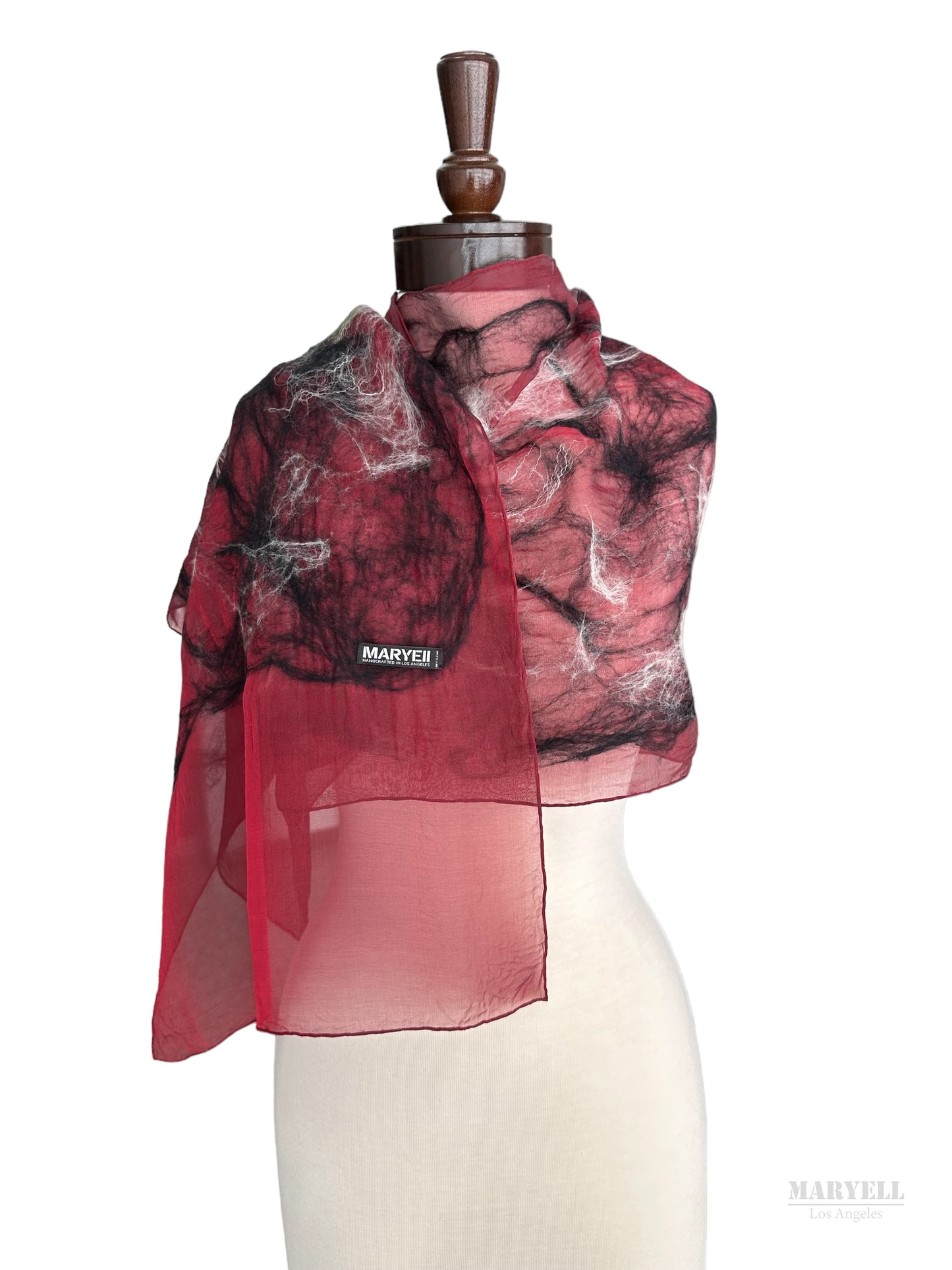 Maroon Red Handcrafted Silk Scarf